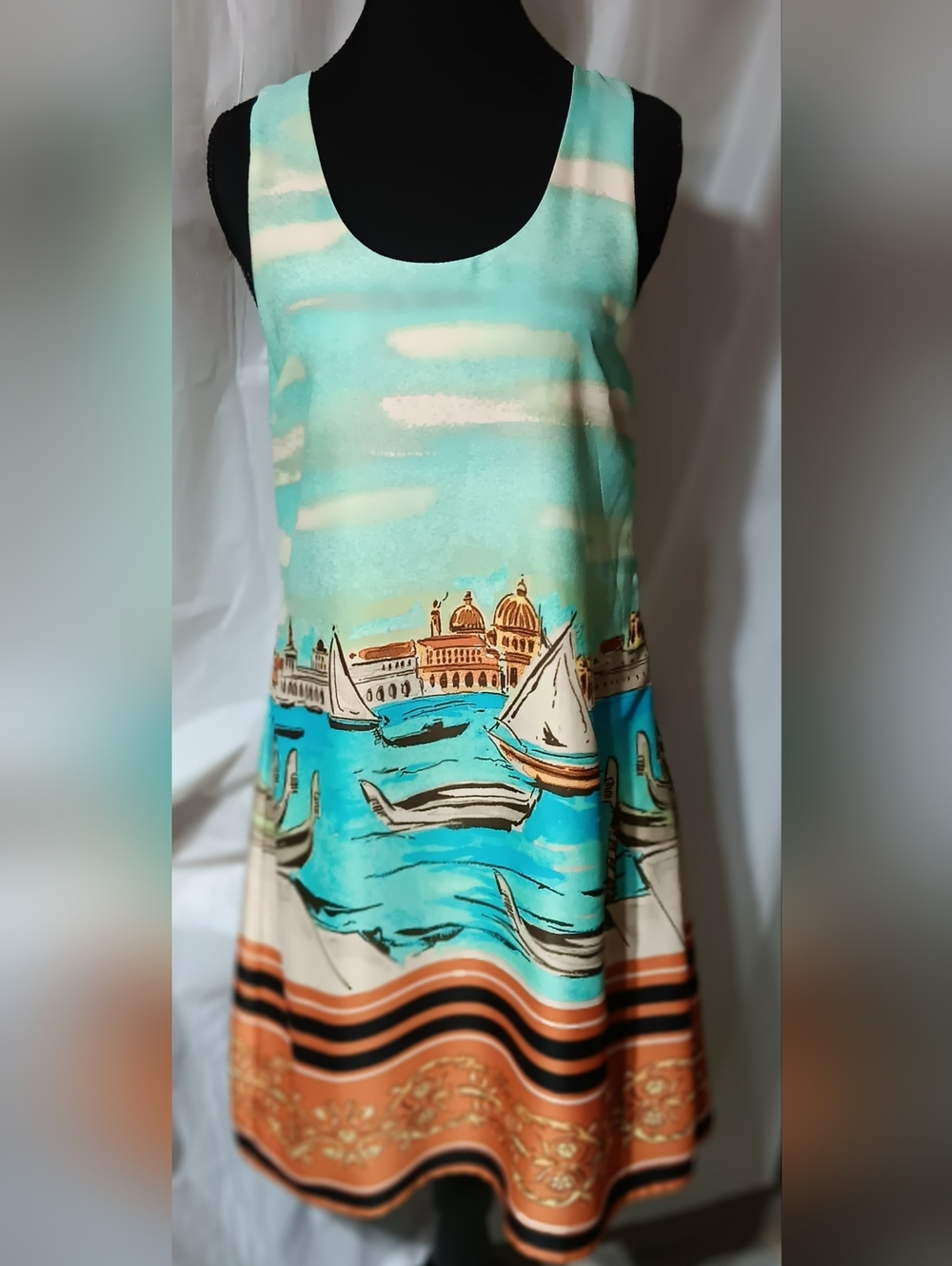 Musette Summer Shift Dress Size 4 Teal/Blue Sleeveless